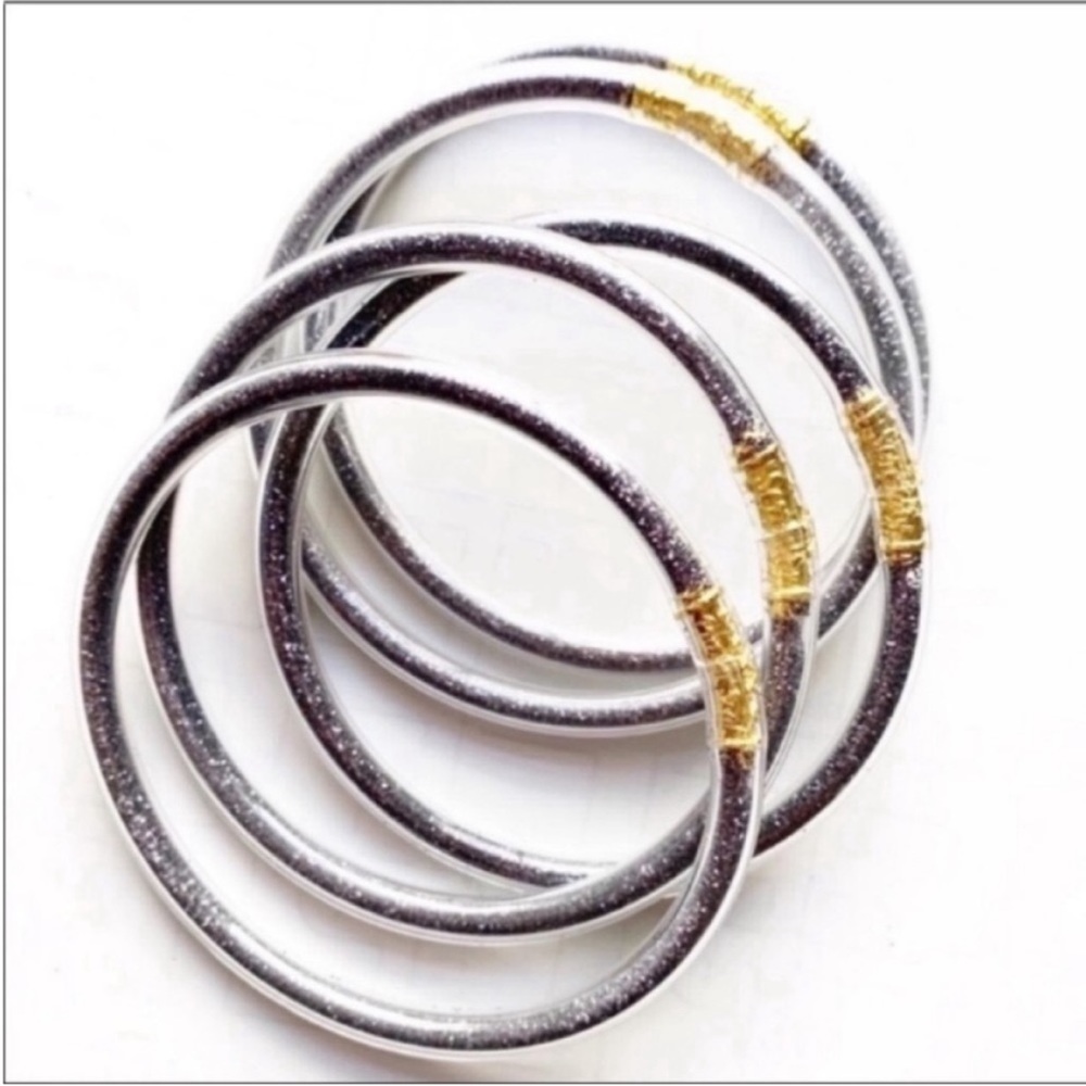 5 GRAY jelly bangle bracelet set NEW